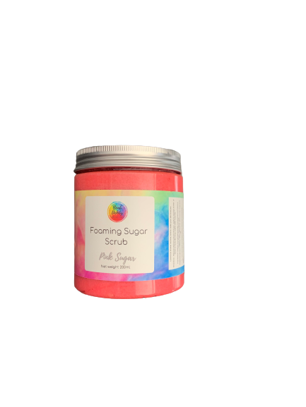 Pink sugar foaming sugar scrub