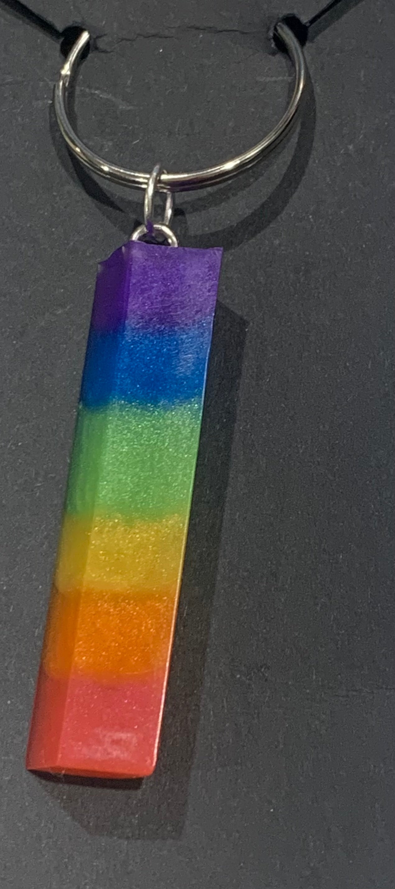 Rainbow resin key ring
