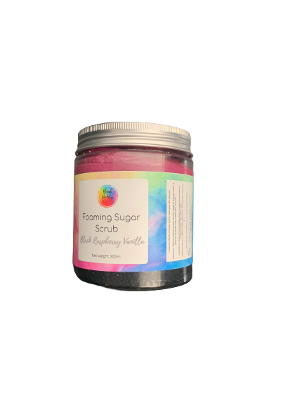 Black raspberry vanilla foaming sugar scrub