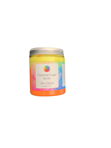 Pina colada foaming sugar scrub